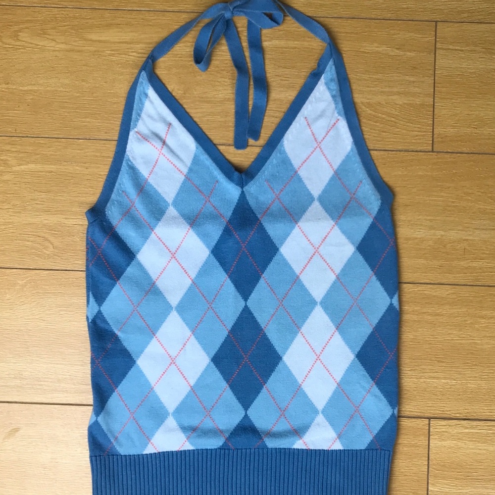 J. Crew argyle halter sleeveless sweater top